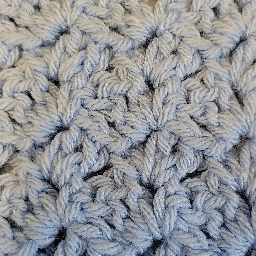 Handmade Blue Crochet Blanket, 39.5